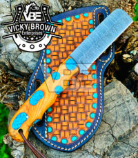 Handmade Bull Cutter knife with Cross Draw Leather Sheath. Write Your Initial In The Note… - Image 2