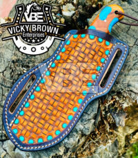Handmade Bull Cutter knife with Cross Draw Leather Sheath. Write Your Initial In The Note… - Image 3