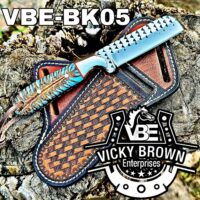 Handmade Bull Cutter knife Western Cowboy knife With Cross Drow Leather Sheath... - Image 2